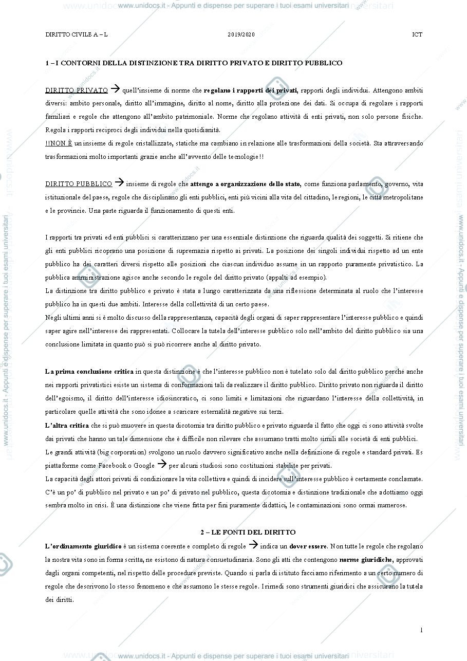 Anteprima pagina 1 — Diritto civile AL