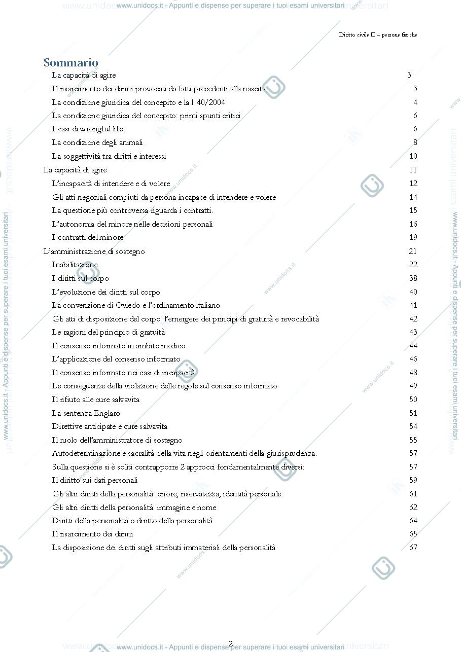 Anteprima pagina 2 — Diritto civile II: persone fisiche