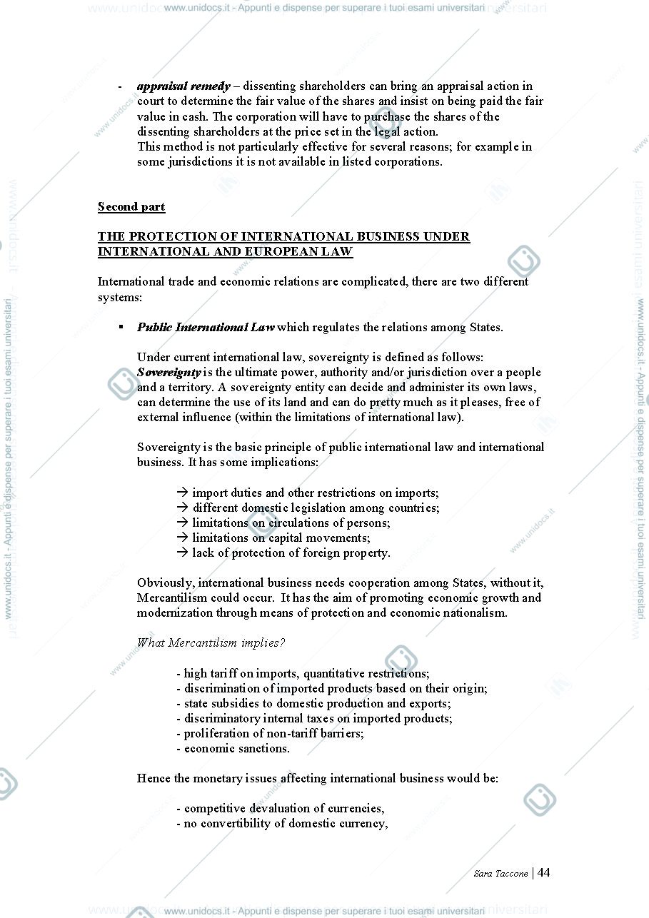Anteprima pagina 1 — Diritto Commerciale internazionale