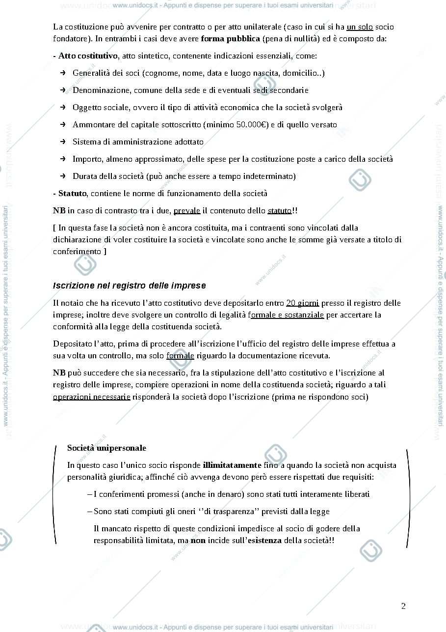 Anteprima pagina 2 — Appunti secondo esonero Diritto commerciale