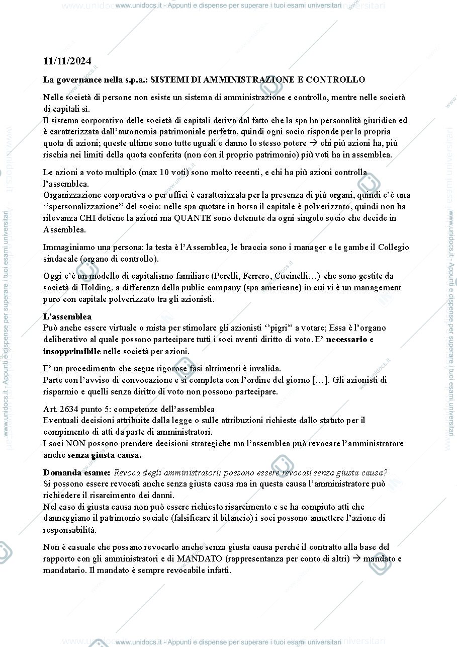Anteprima pagina 1 — Appunti diritto commerciale società