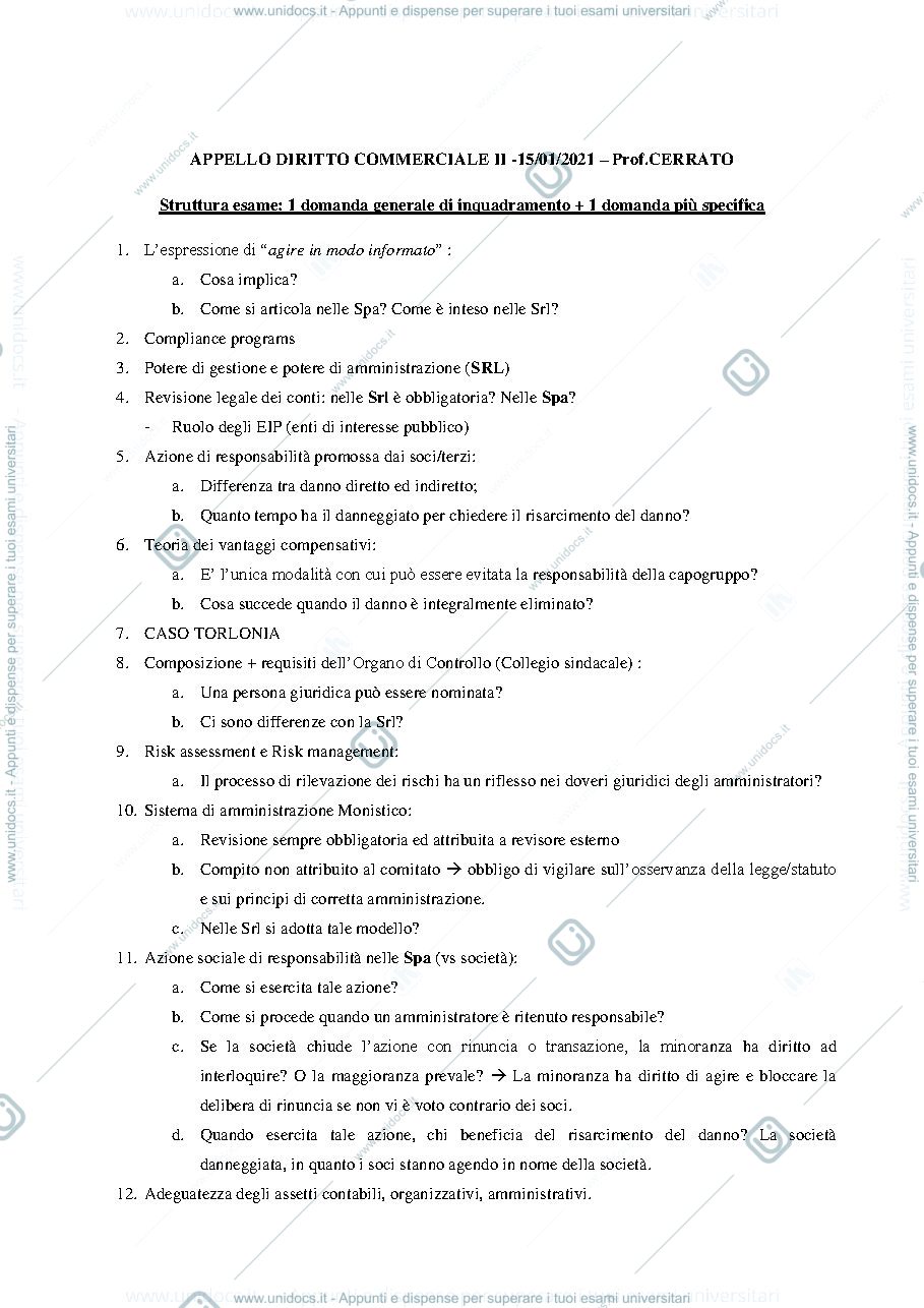 Anteprima pagina 1 — Domande d'esame