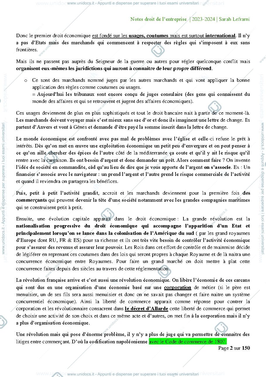Anteprima pagina 2 — Droit de l'entreprise 