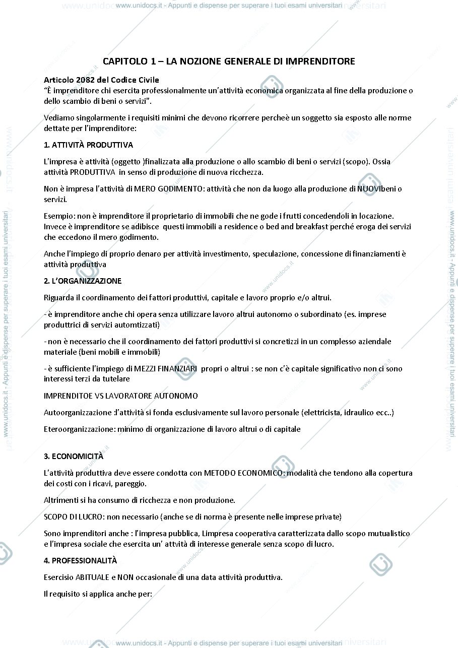 Anteprima pagina 1 — diritto commerciale - primo parziale
