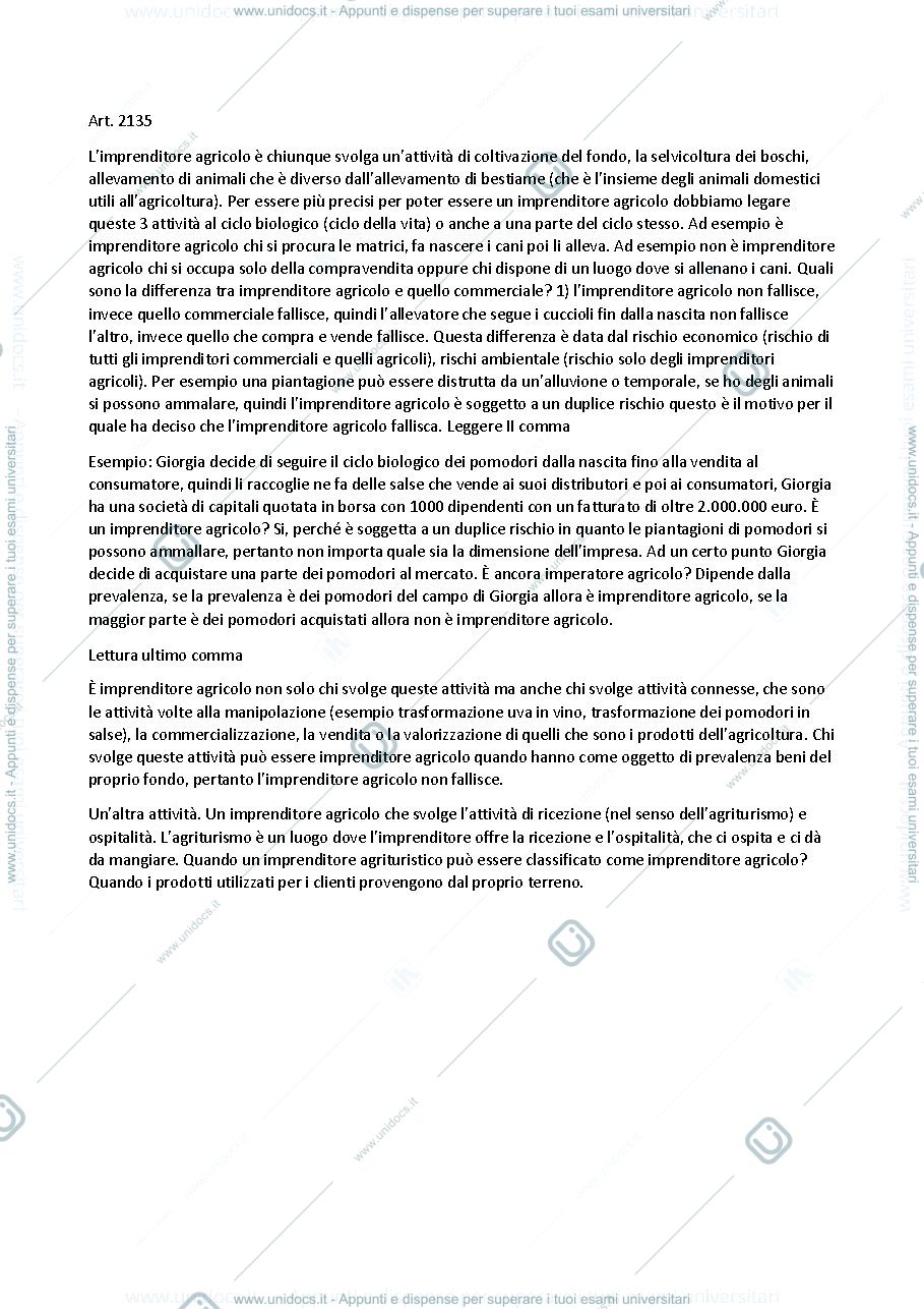 Anteprima pagina 1 — diritto commerciale art.2135