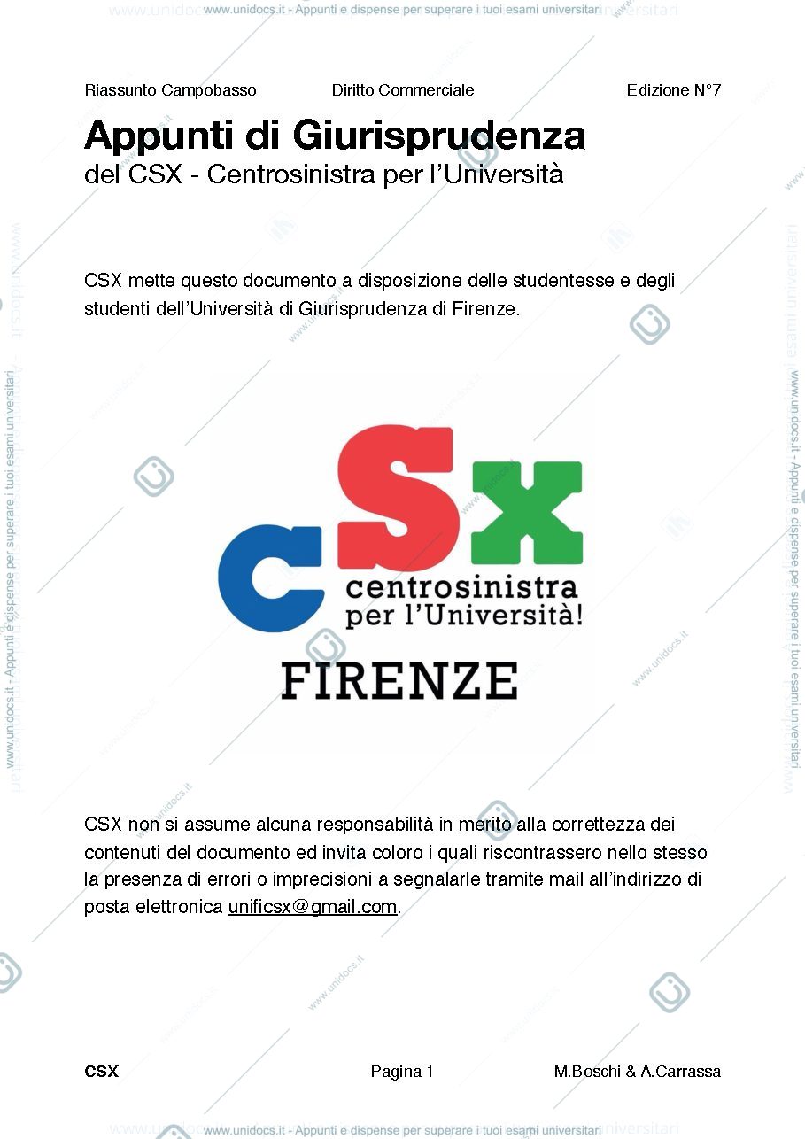 Anteprima pagina 1 — Appunti di diritto commerciale 