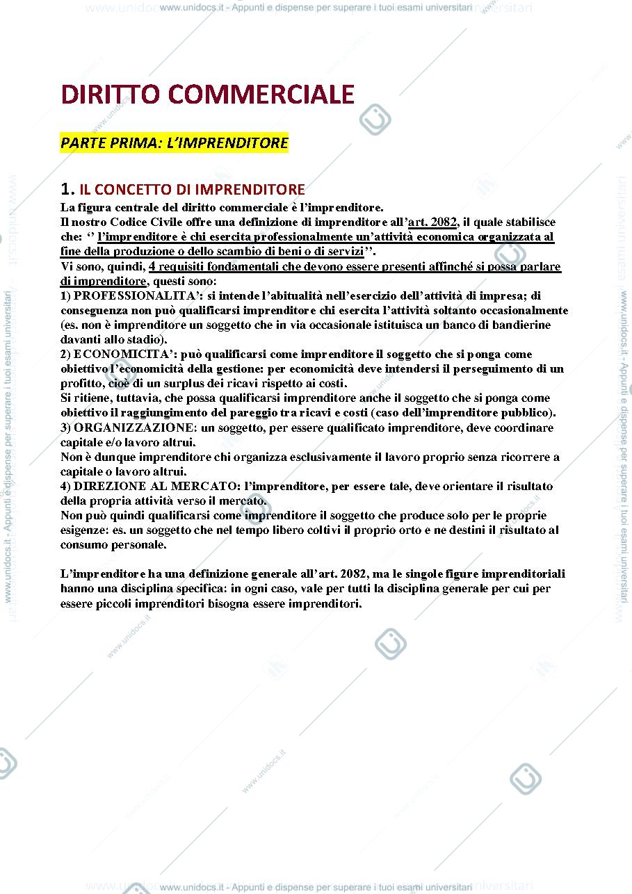 Anteprima pagina 1 — diritto commerciale
