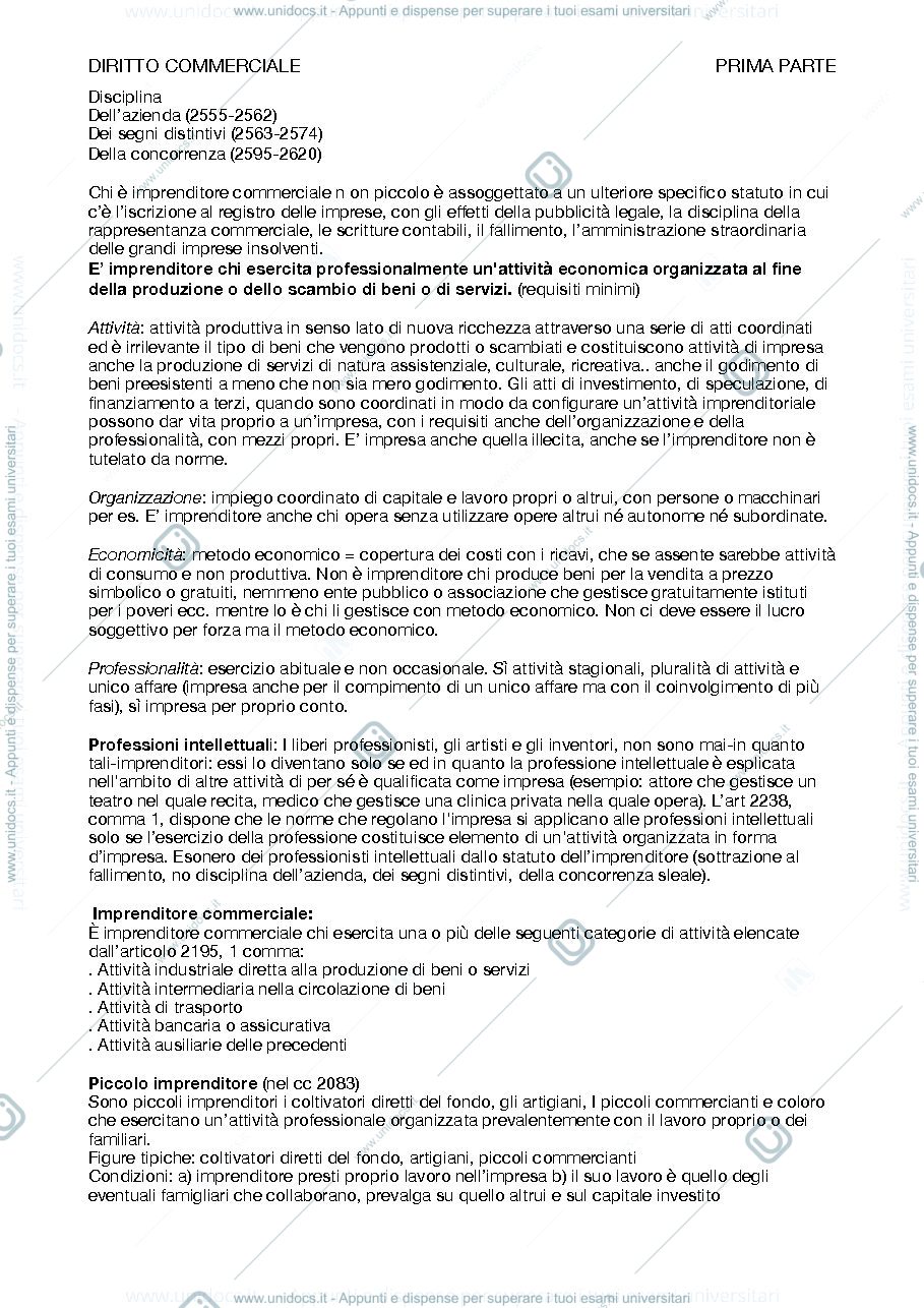 Anteprima pagina 2 — Brevi riassunti di Diritto commerciale (parte I)