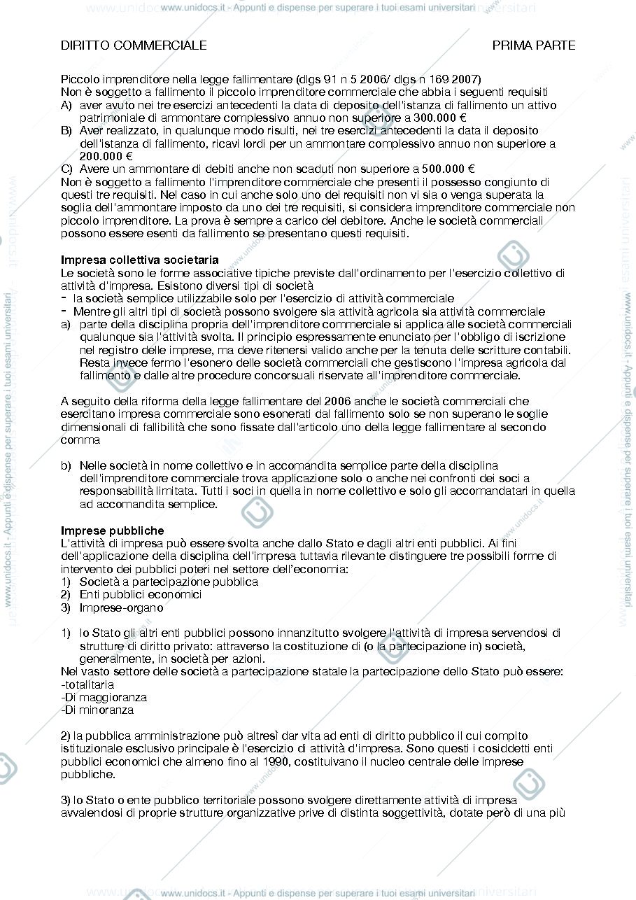 Anteprima pagina 3 — Brevi riassunti di Diritto commerciale (parte I)