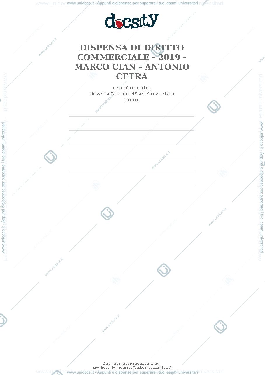 Anteprima pagina 1 — Diritto commerciale 
