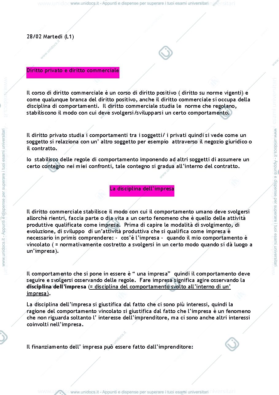 Anteprima pagina 1 — riassunti commerciale 