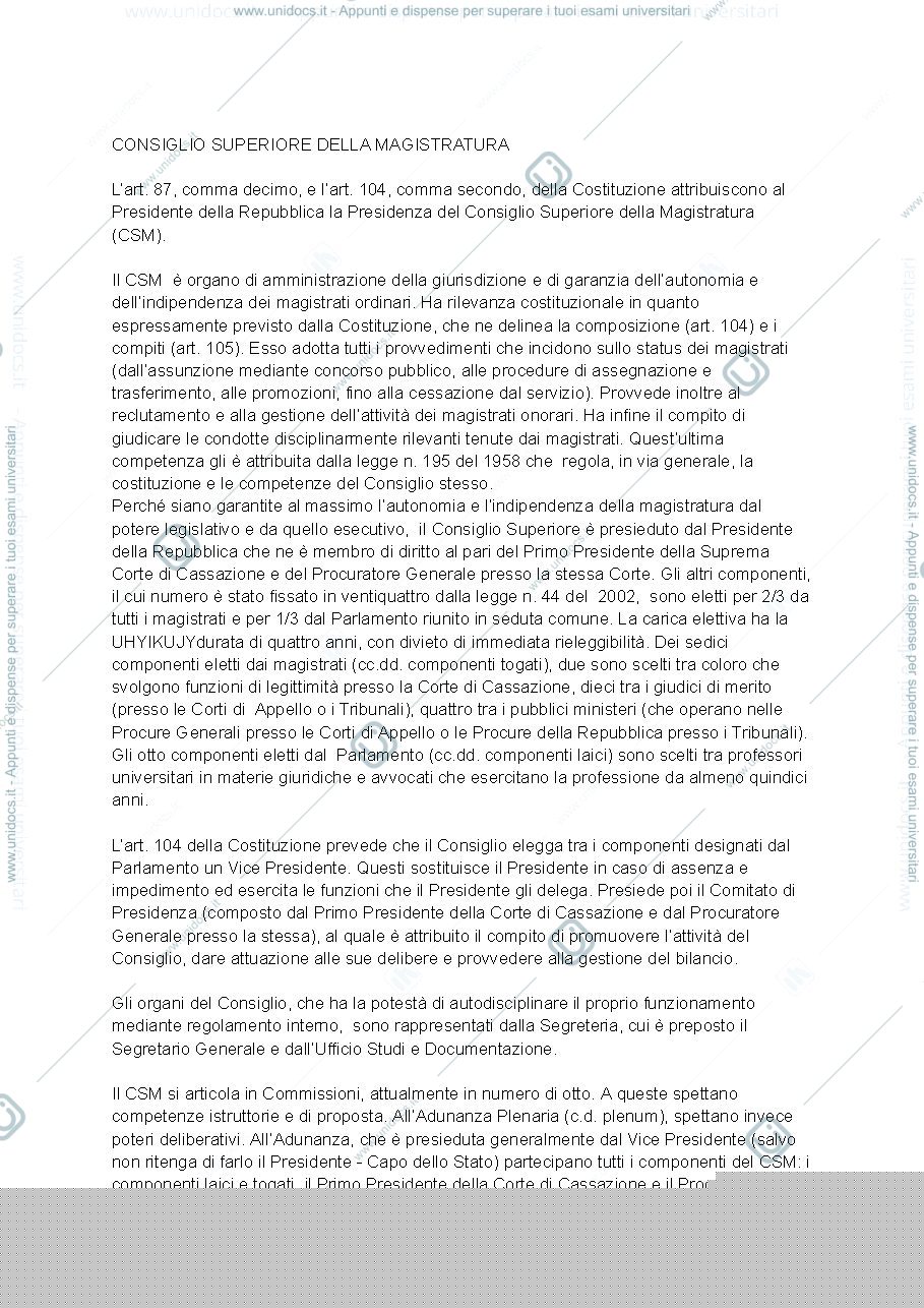 Anteprima pagina 1 — CSM RIASSUNTO