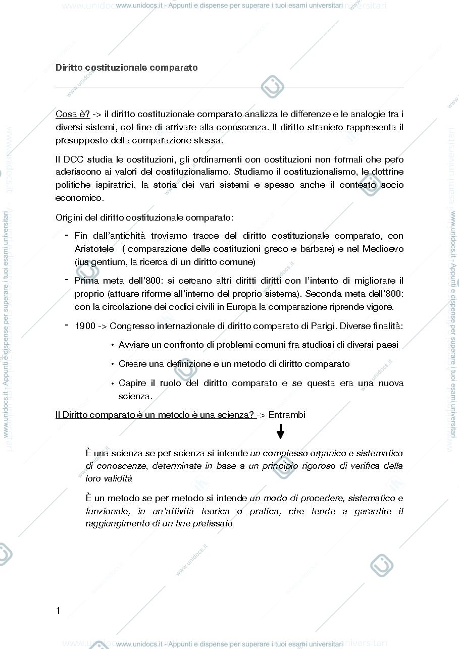 Anteprima pagina 1 — Appunti Esame diritto costituzionale e comparato  (I parziale)