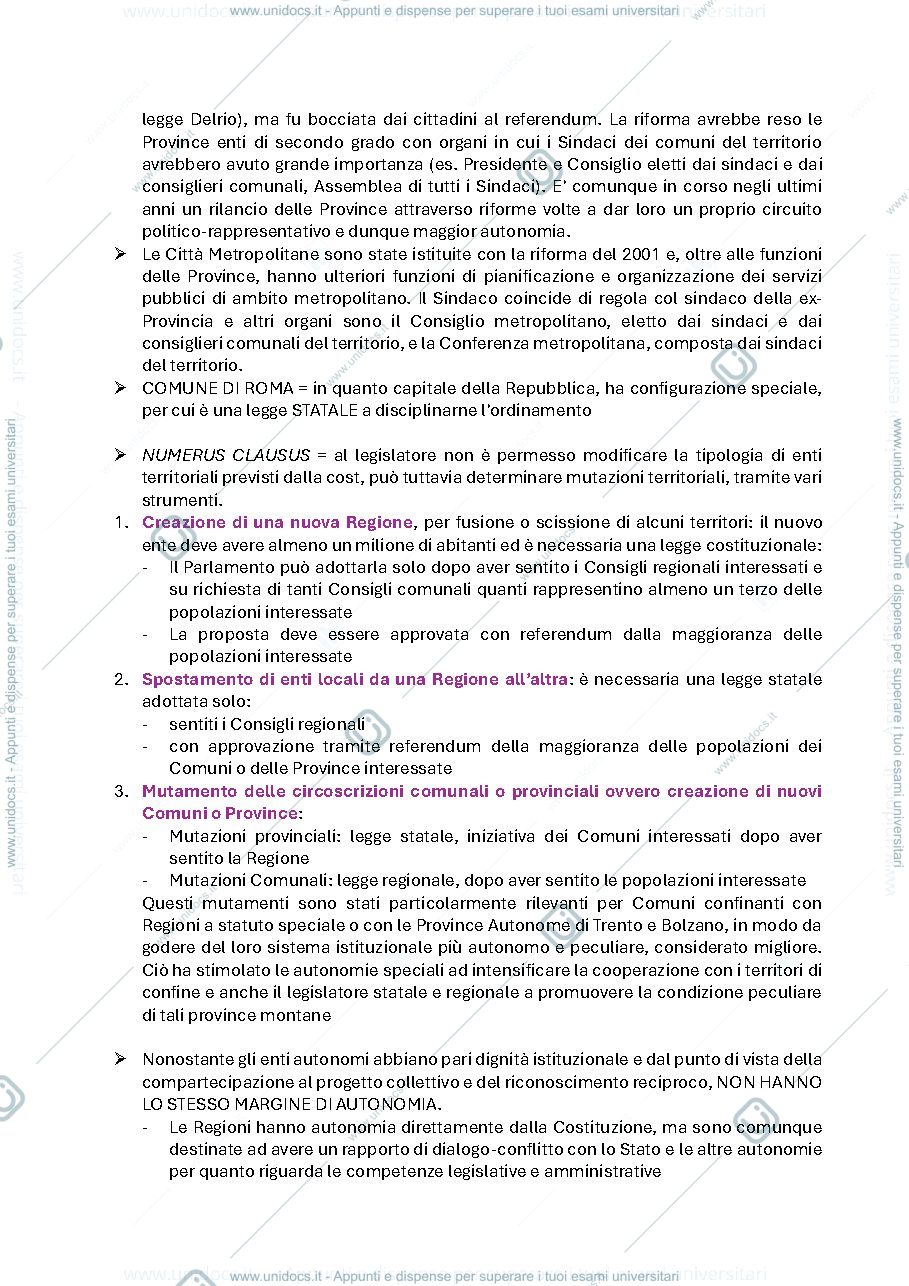 Anteprima pagina 2 — Riassunto Articolazione territoriale Italia: i rapporti Stato-Regioni