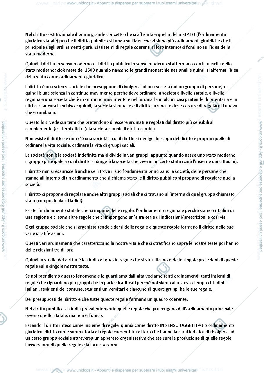 Anteprima pagina 1 — diritto costituzionale 1 (prima parte)