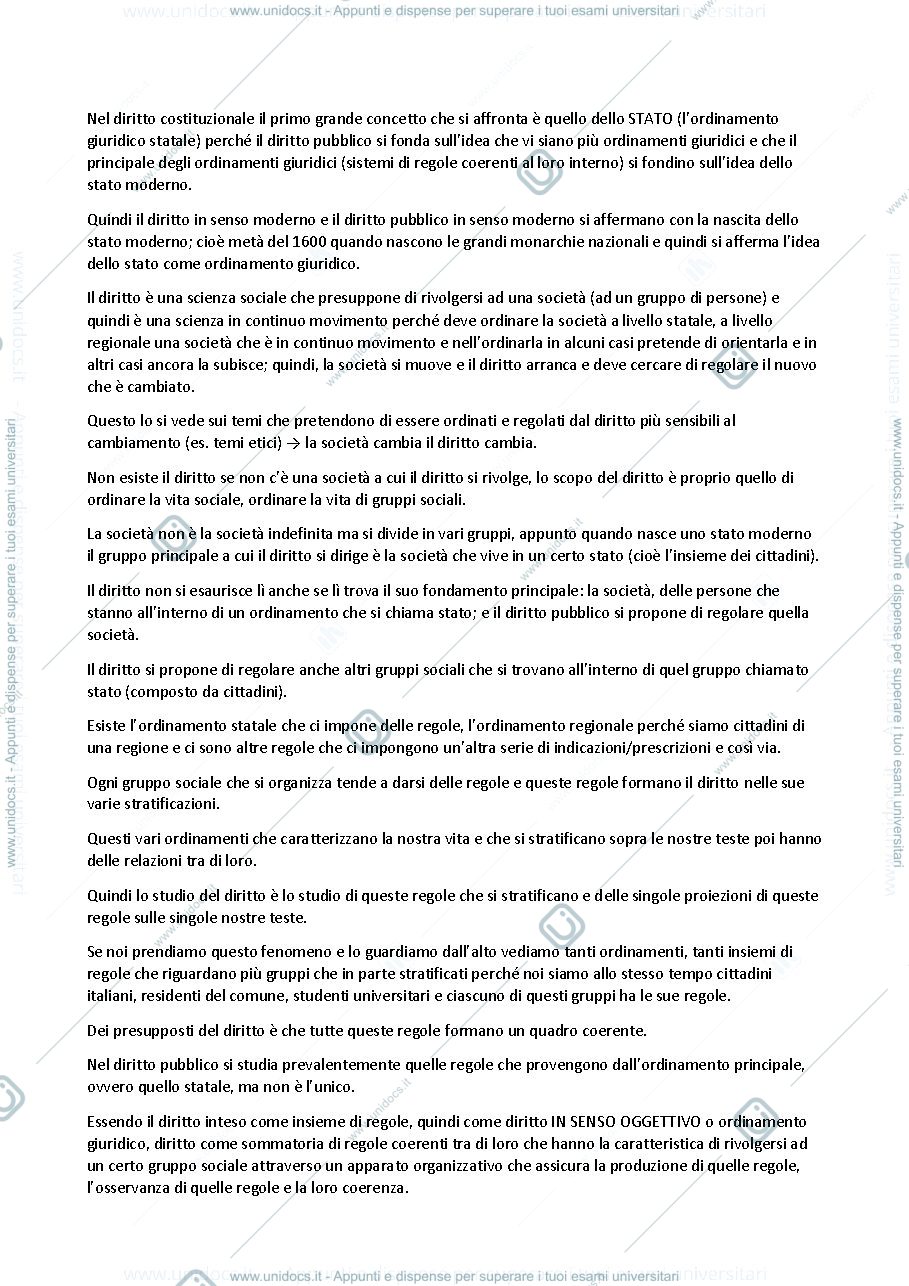 Anteprima pagina 1 — diritto costituzionale 1