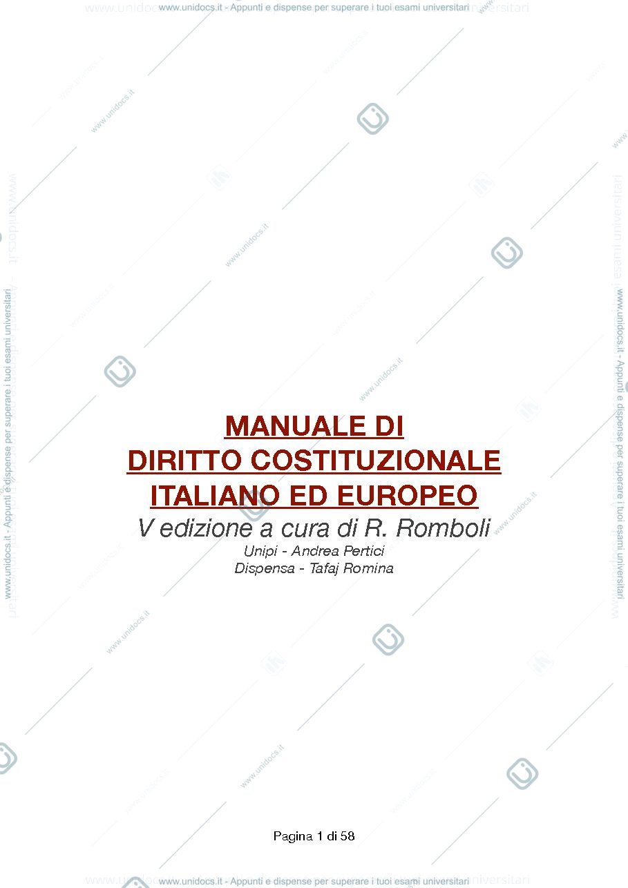 Anteprima pagina 1 — diritto cost