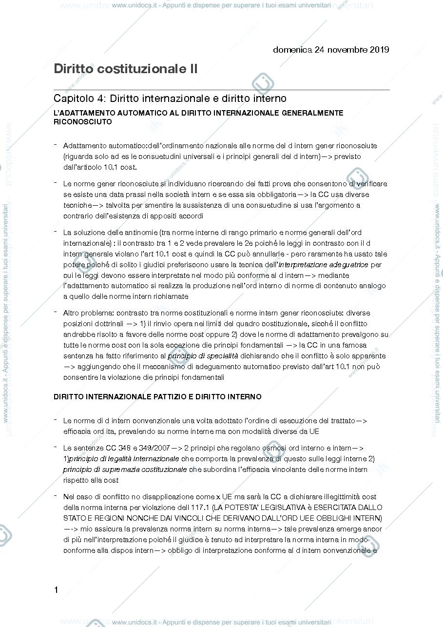 Anteprima pagina 1 — DIRITTO COSTITUZIONALE II