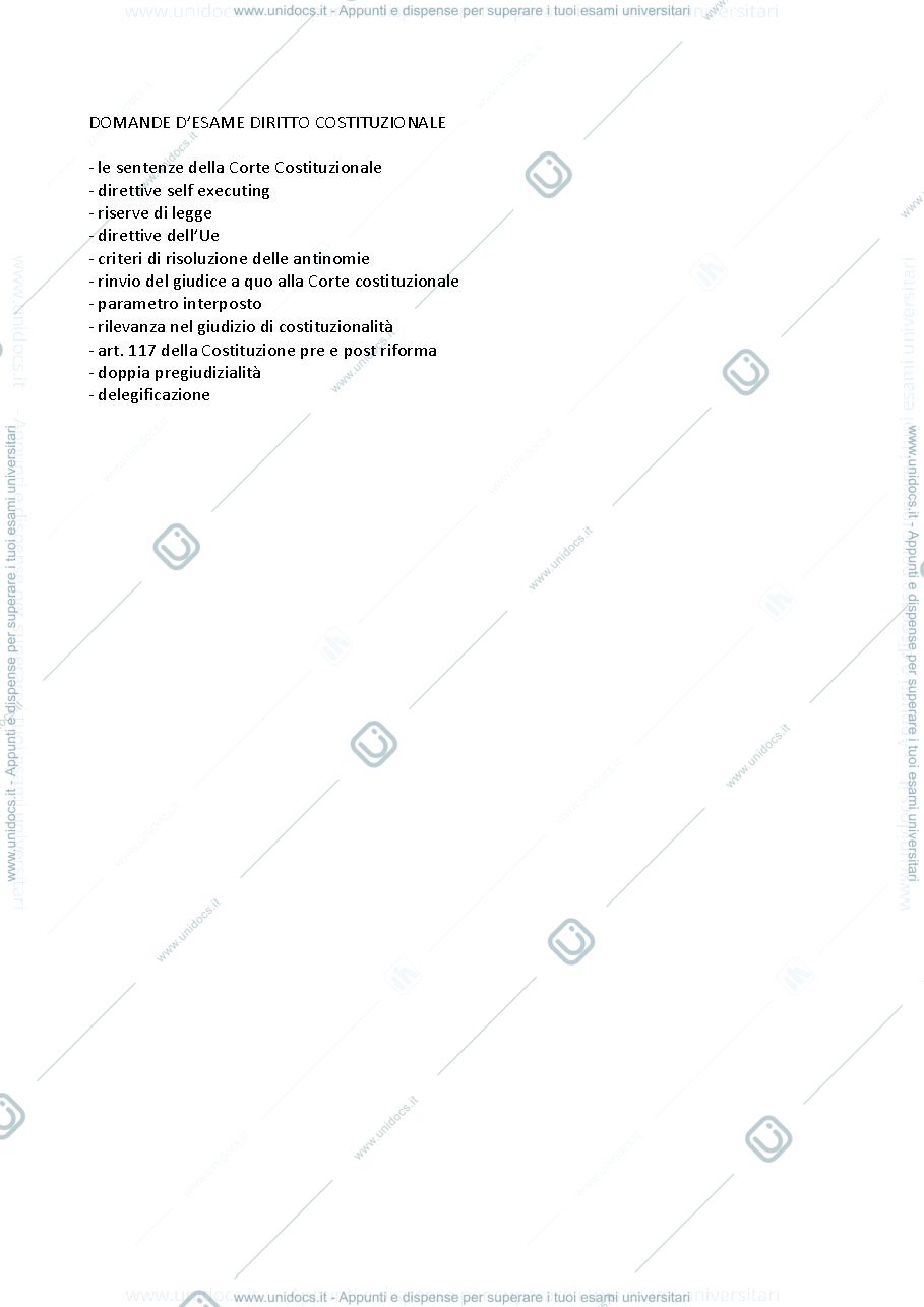 Anteprima pagina 1 — Diritto costituzionale italiano ed europeo
