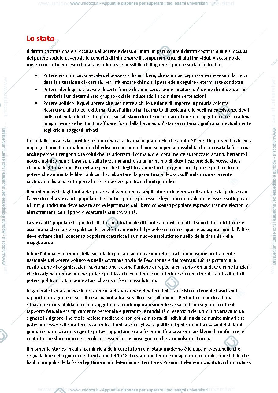 Anteprima pagina 1 — diritto costituzionale italiano ed europeo