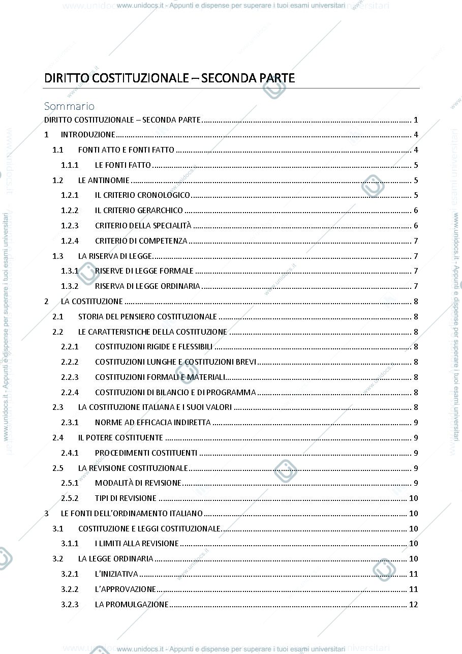 Anteprima pagina 1 — Diritto costituzionale - seconda parte - appunti bocconi