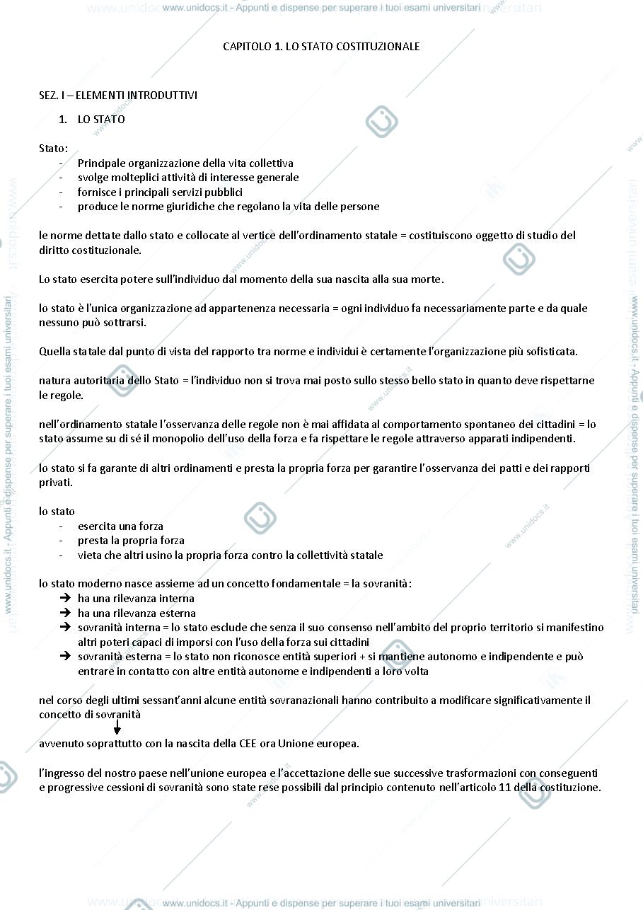 Anteprima pagina 1 — diritto costituzionale (of 2)