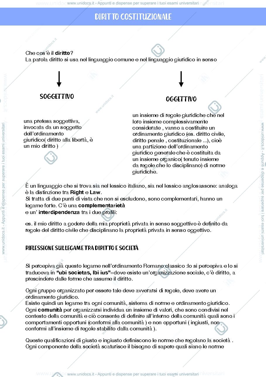 Anteprima pagina 1 — diritto costituzionale appunti + libro 