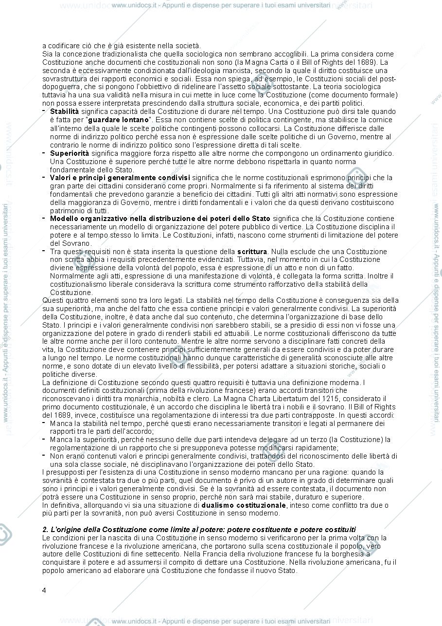 Anteprima pagina 4 — diritto costituzionale 