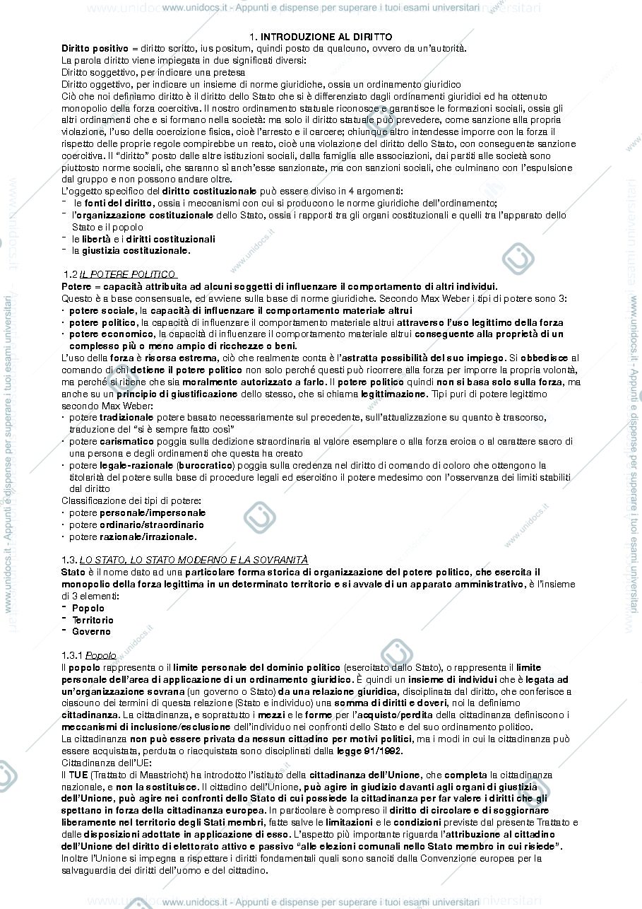 Anteprima pagina 1 — Diritto Costituzionale