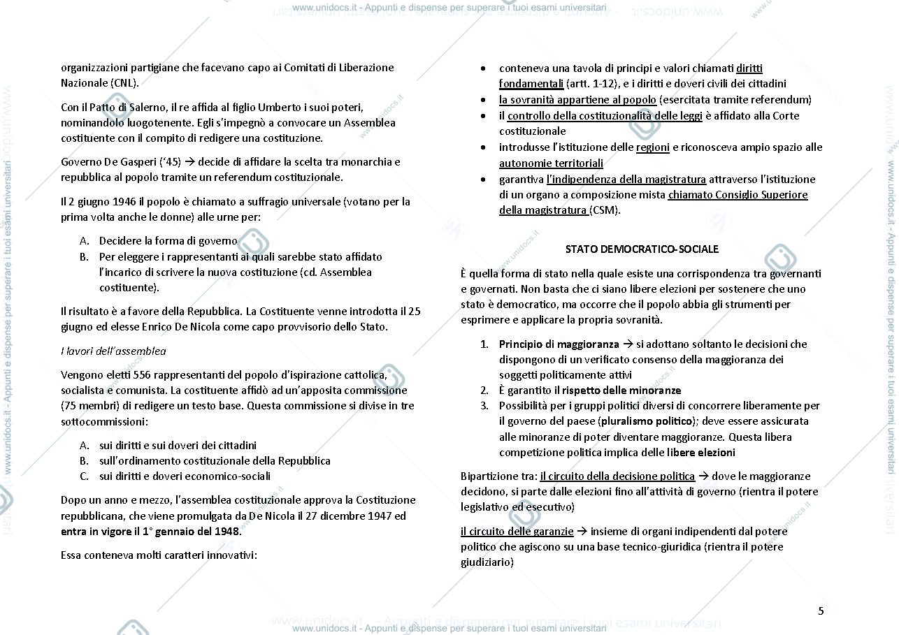 Anteprima pagina 5 — Diritto Costituzionale