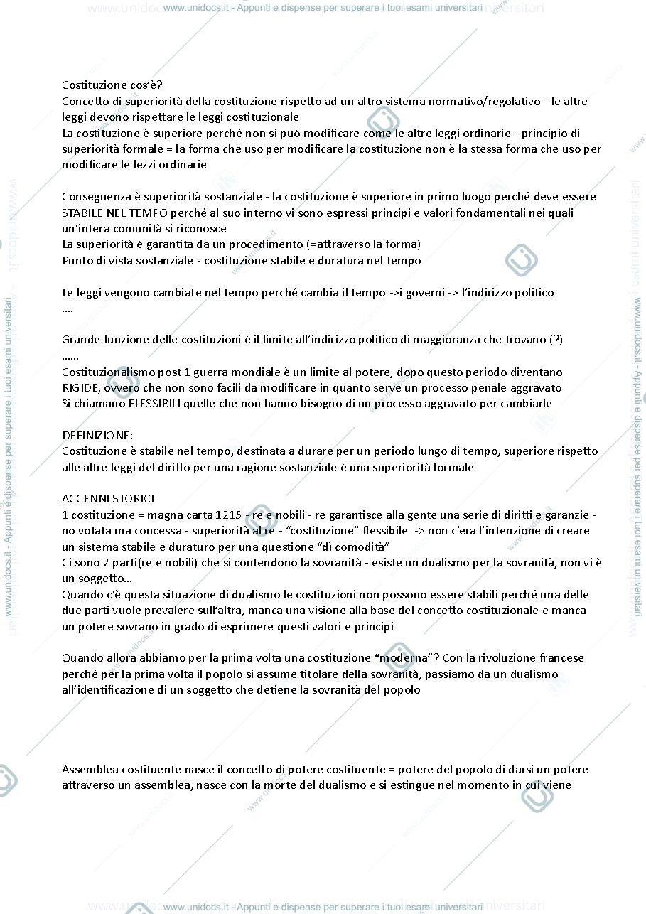 Anteprima pagina 1 — appunti costituzionale 