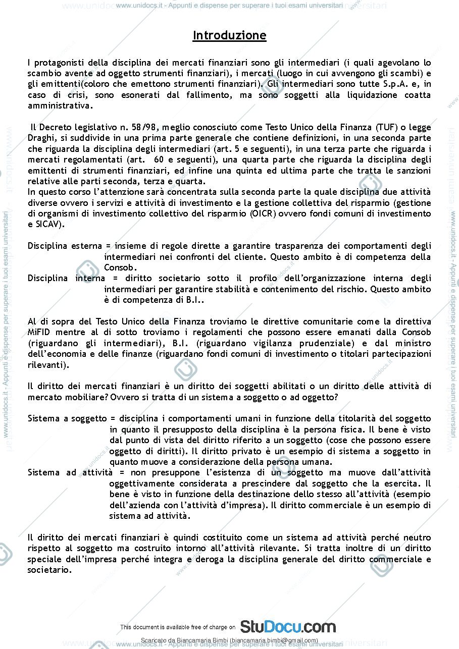 Anteprima pagina 2 — diritto dei mercati finanziari