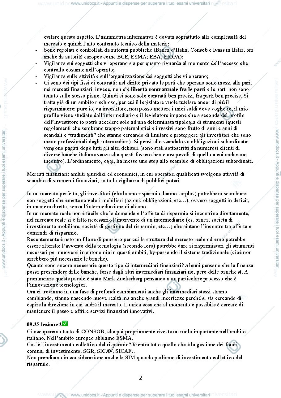 Anteprima pagina 2 — Appunti di Diritto dei mercati finanziari