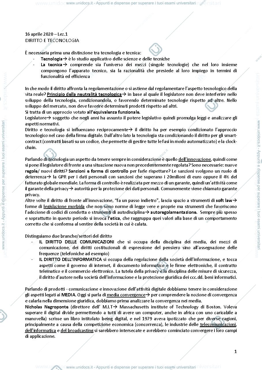 Anteprima pagina 1 — DIRITTO DEI PRODOTTI DIGITALI
