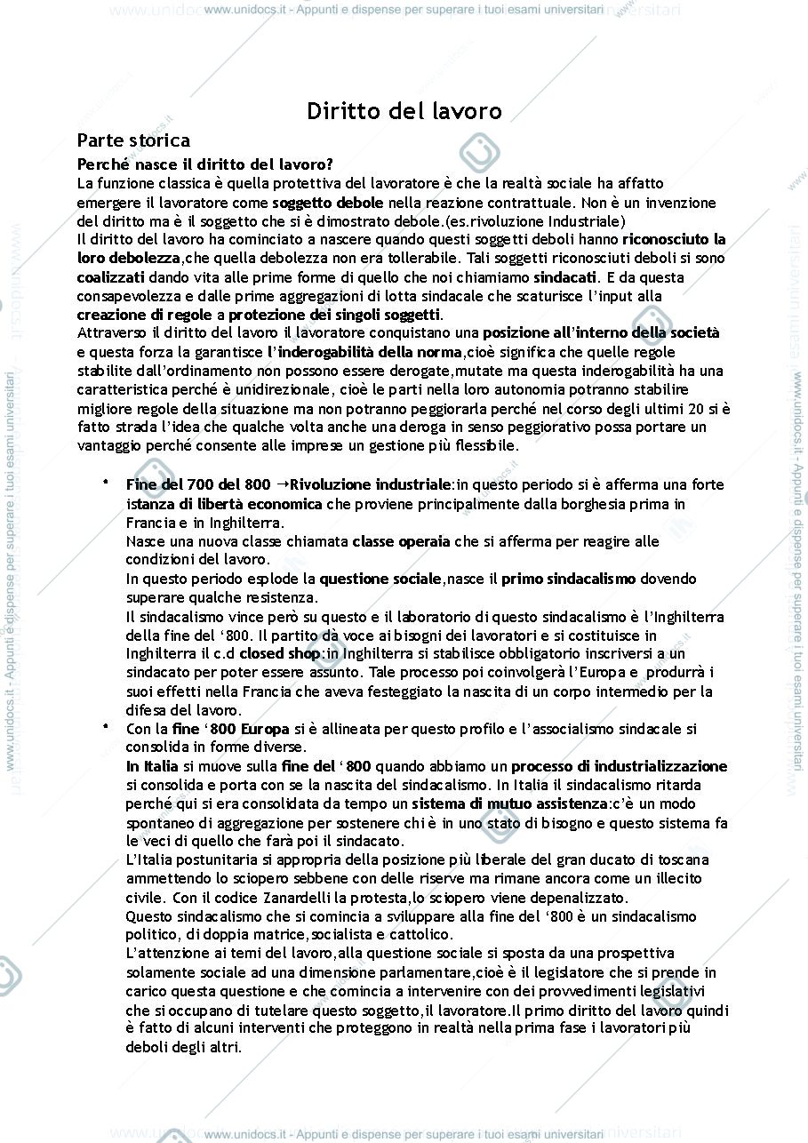 Anteprima pagina 1 — Diritto del lavoro modulo B