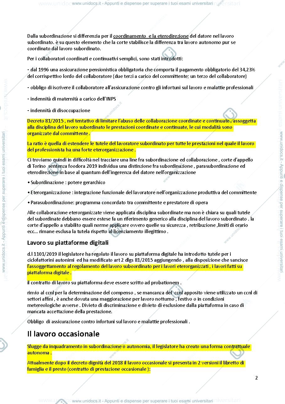 Anteprima pagina 2 — Riassunti diritto del lavoro 