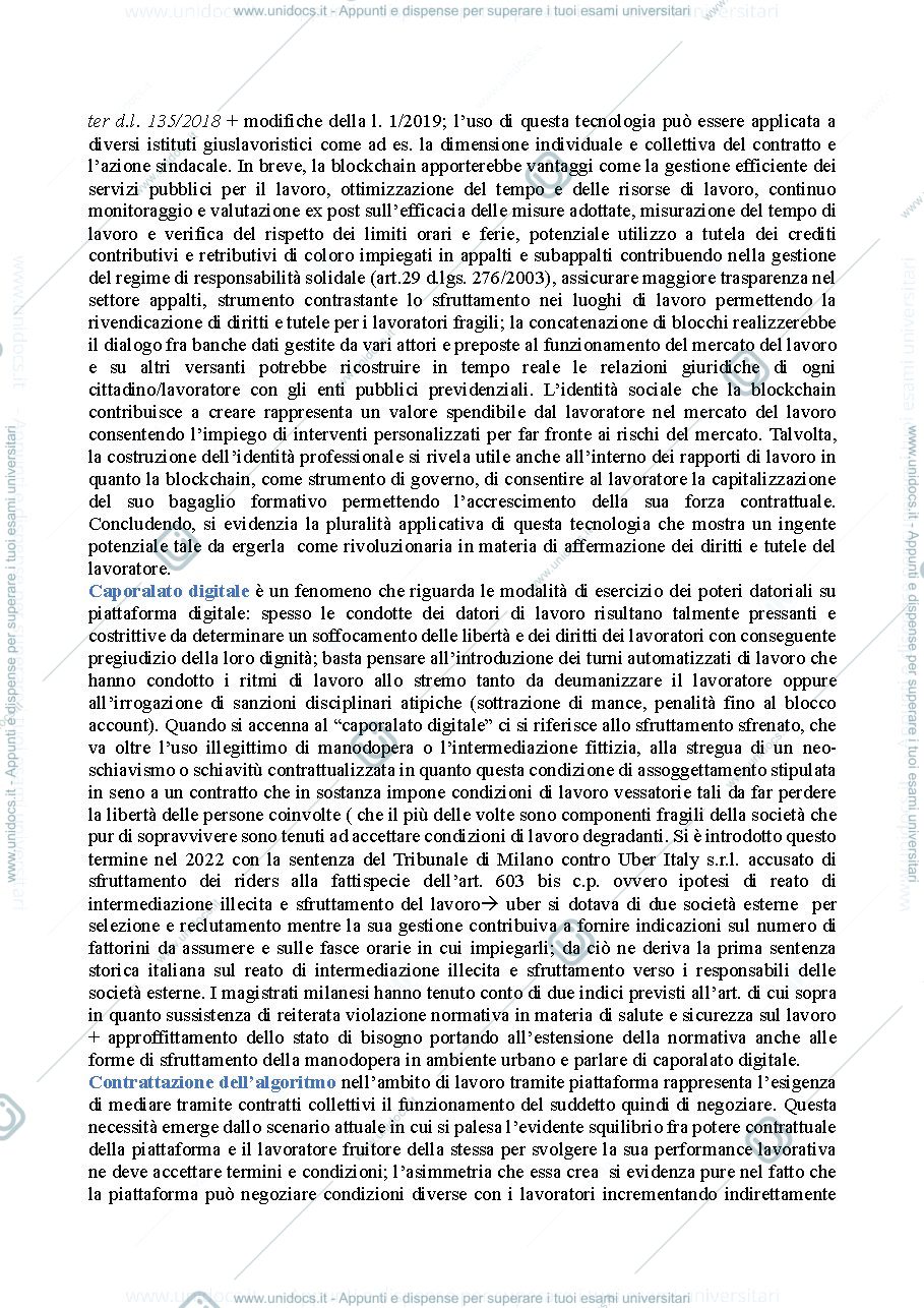 Anteprima pagina 2 — Diritto del lavoro e nuove tecnologie riassunti