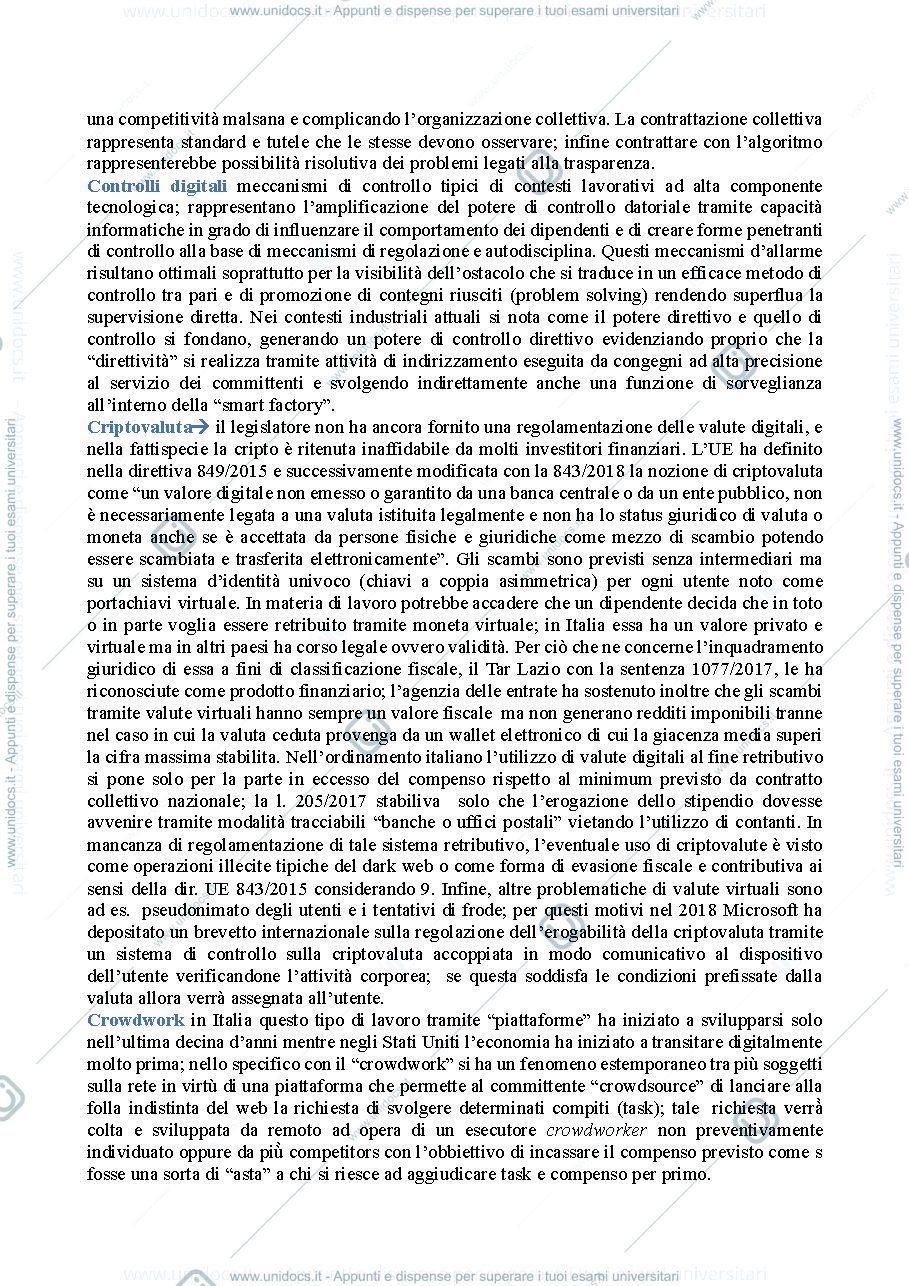 Anteprima pagina 3 — Diritto del lavoro e nuove tecnologie riassunti
