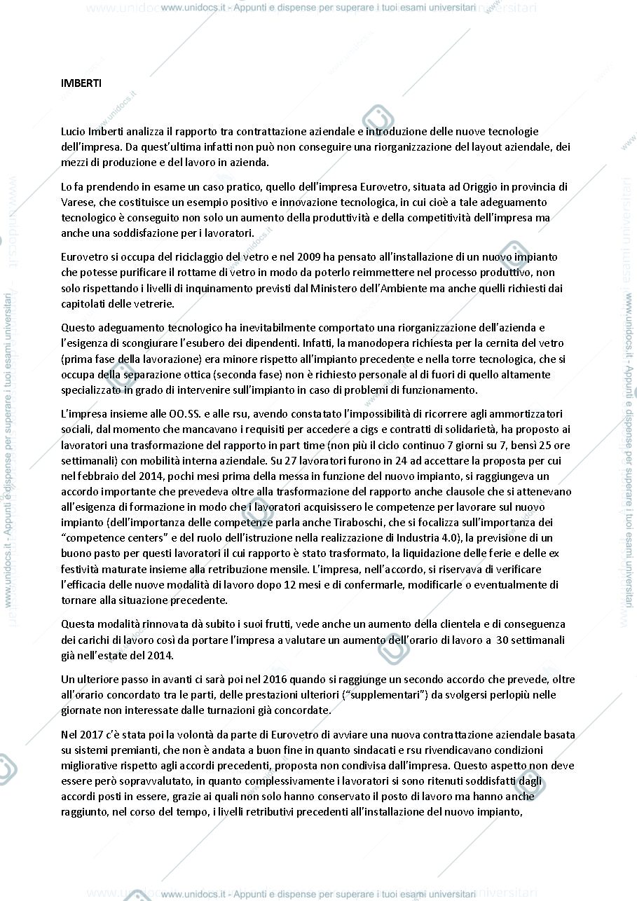 Anteprima pagina 1 — Riassunto del saggio "Industria 4.0 è già qui. Il caso Eurovetro" 