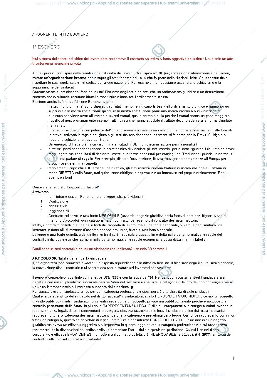 Anteprima pagina 1 — Domande e risposte esoneri diritto del lavoro 