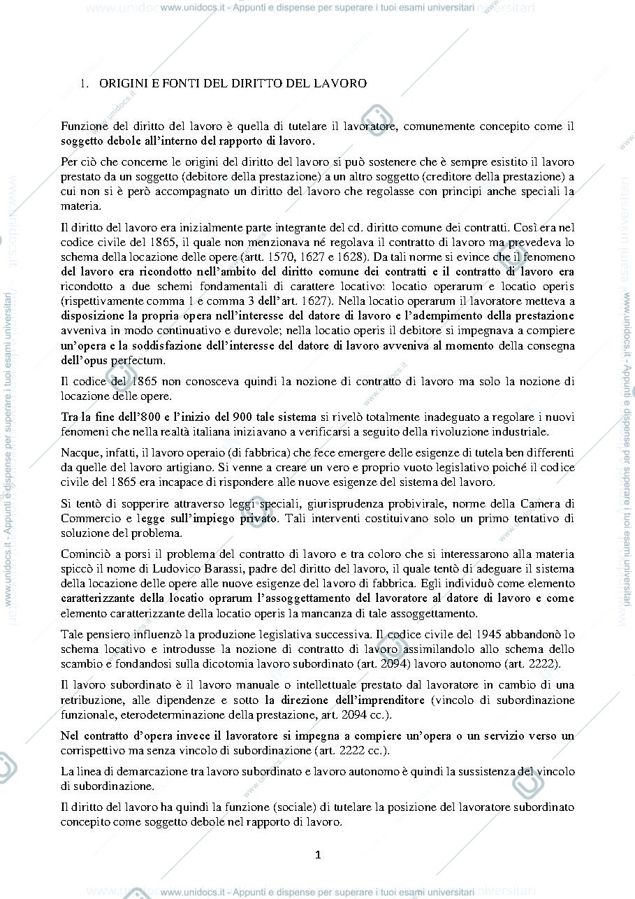 Anteprima pagina 1 — Diritto del lavoro