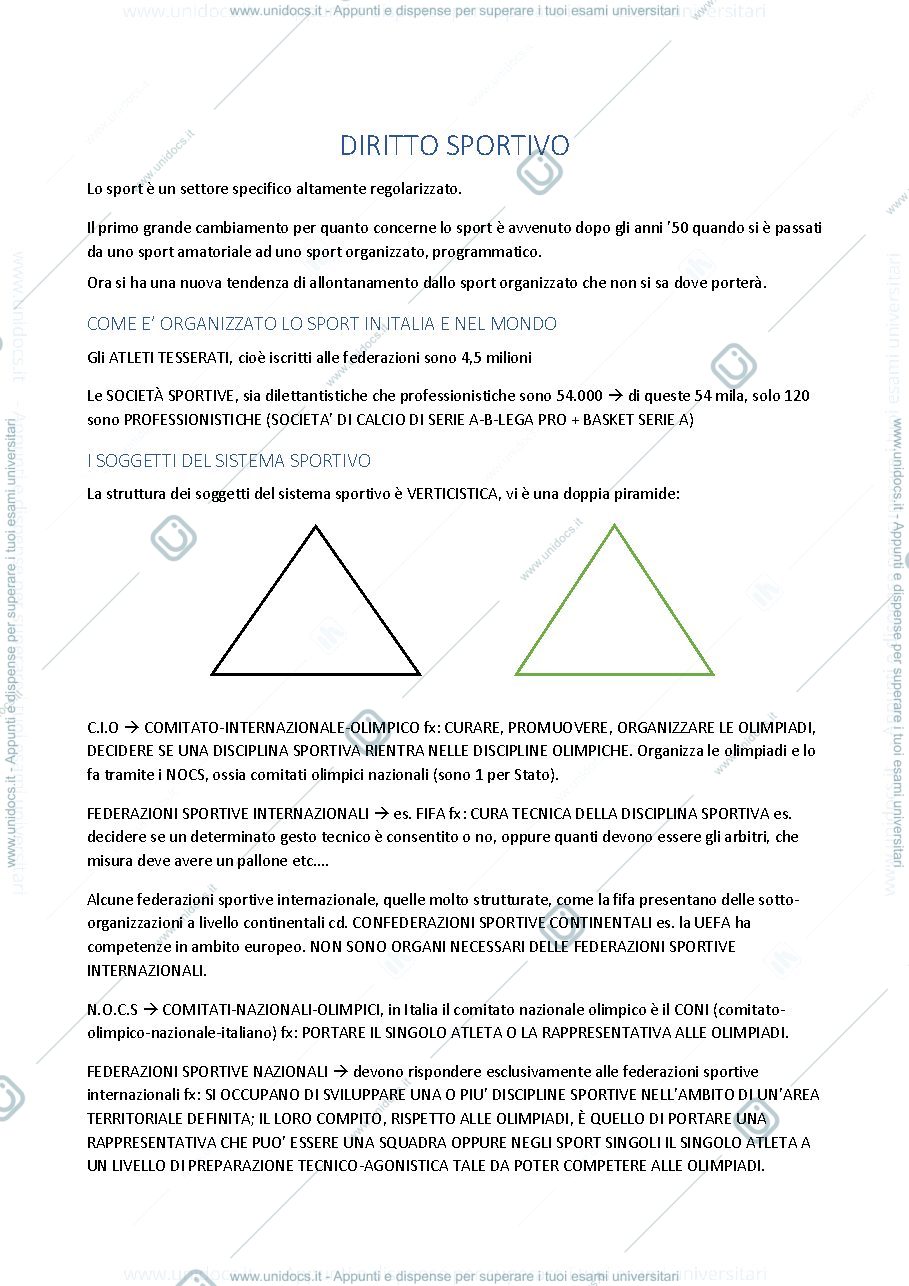 Anteprima pagina 1 — diritto sportivo