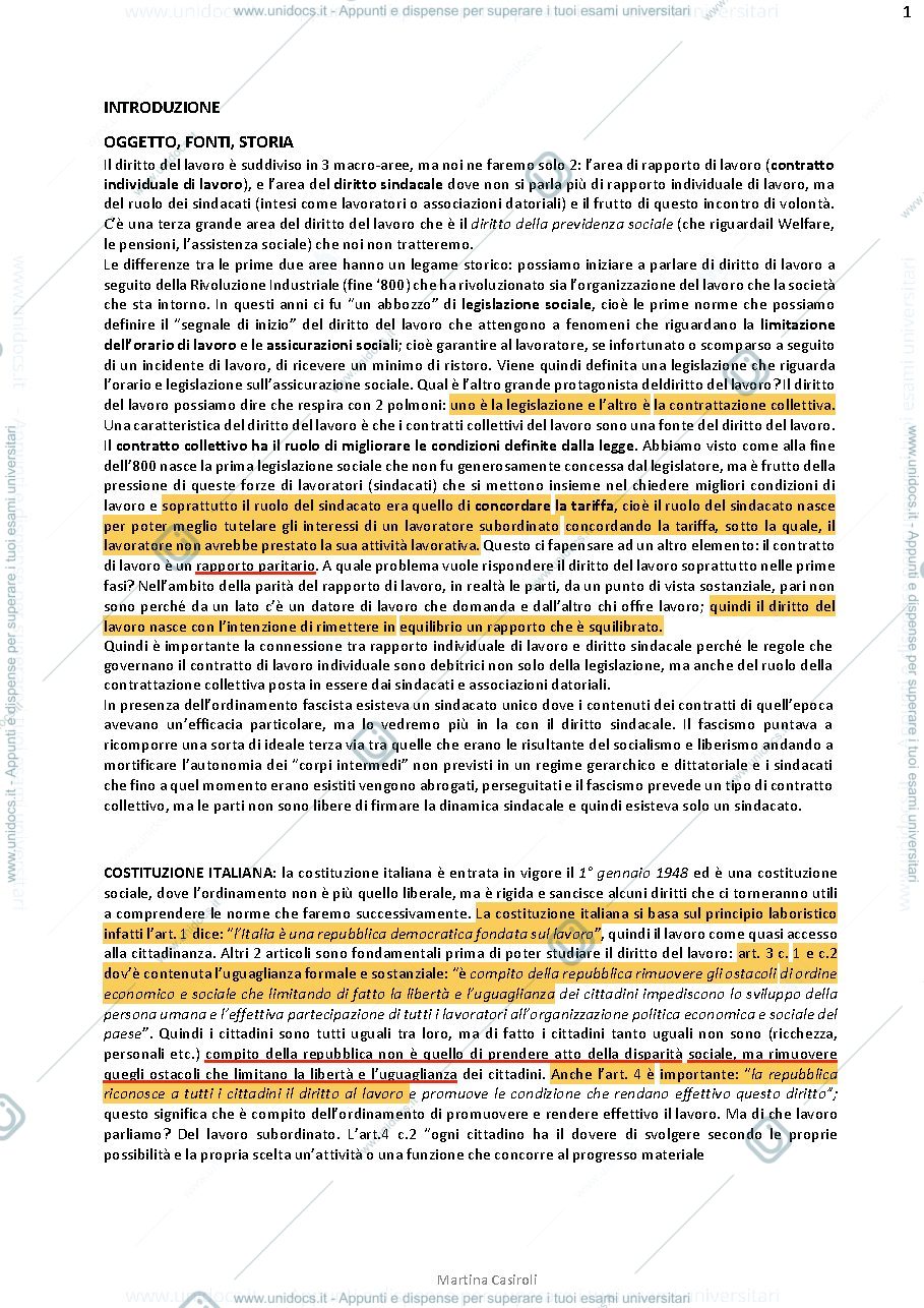 Anteprima pagina 1 — dispensa diritto del lavoro