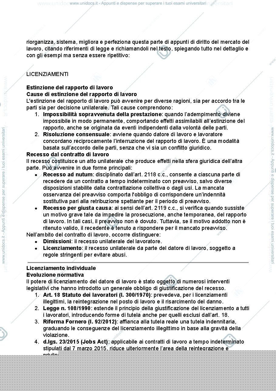 Anteprima pagina 1 — appunti licenziamenti