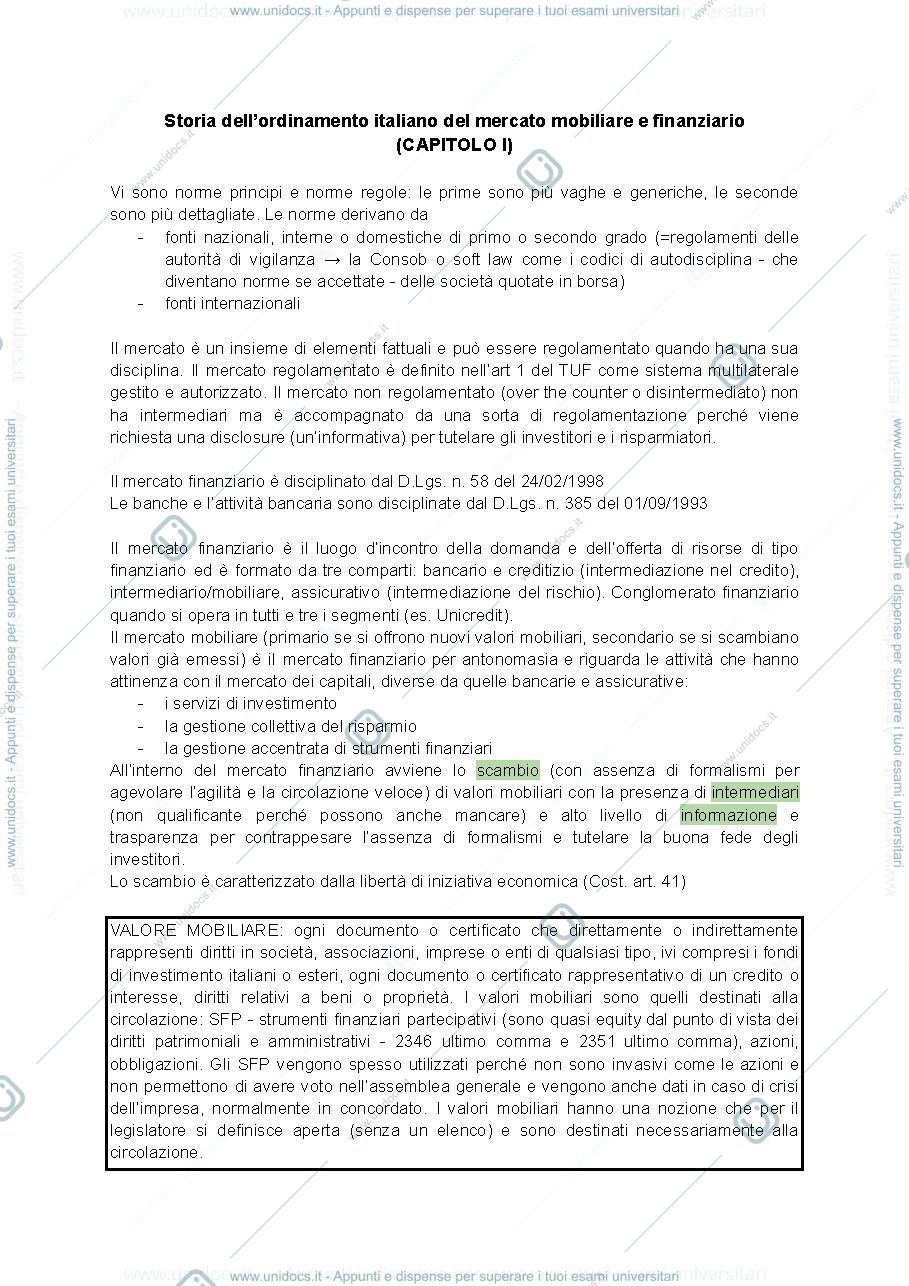Anteprima pagina 1 — Diritto emittenti, intermediari e mercati finanziari