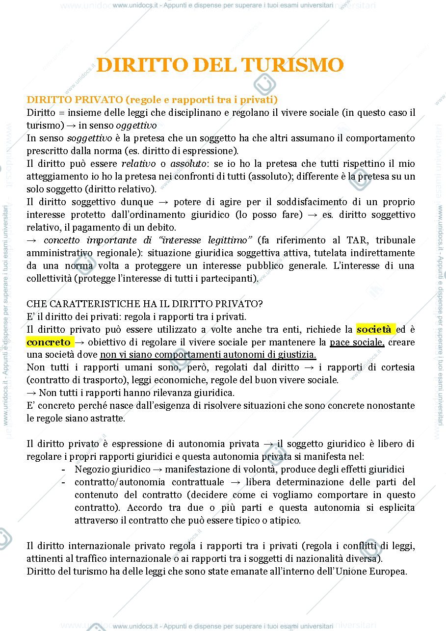 Anteprima pagina 1 — Diritto del Turismo 