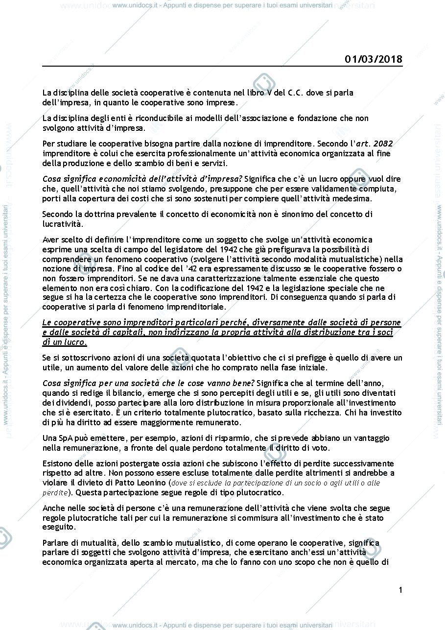 Anteprima pagina 1 — diritto della cooperazione e del no-profit 