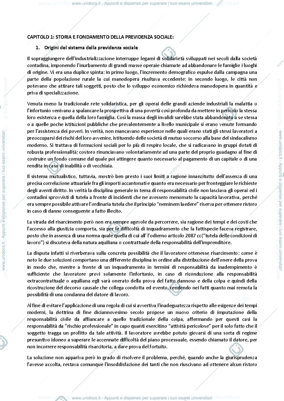 Anteprima pagina 1 — Diritto della previdenza sociale-riassunto