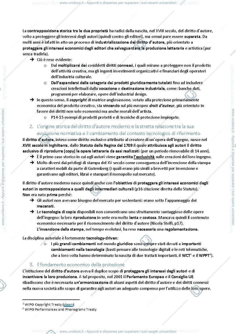 Anteprima pagina 2 — Riassunto del libro "Principi di diritto d'autore"