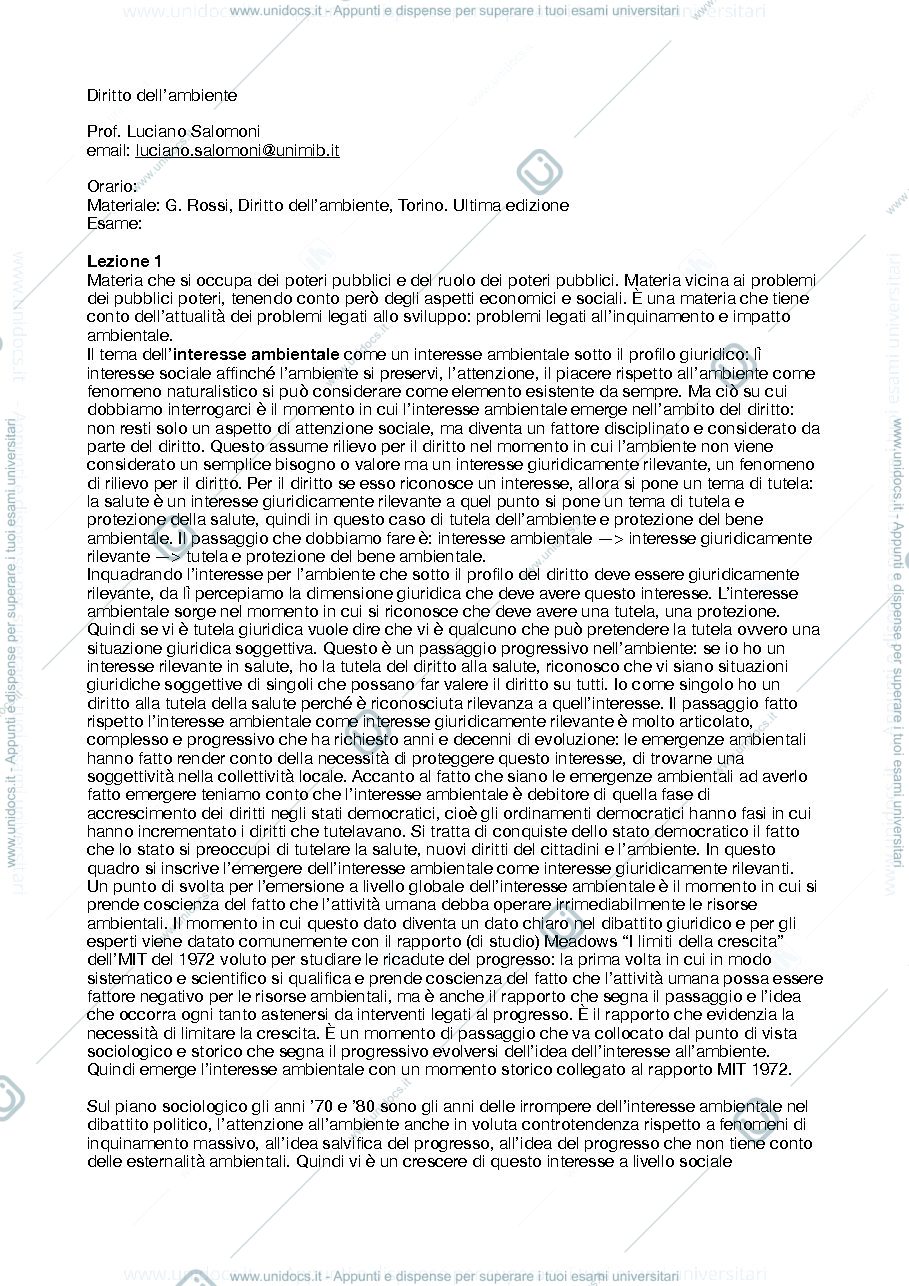 Anteprima pagina 1 — Diritto dell'ambiente